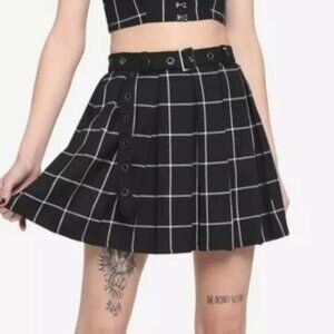 Hot Topic Women's Punk Goth Black Plaid Mini Skirt - Large